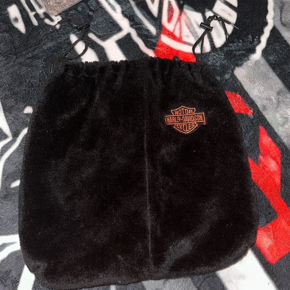 Fluffy Harley Davidson bag.